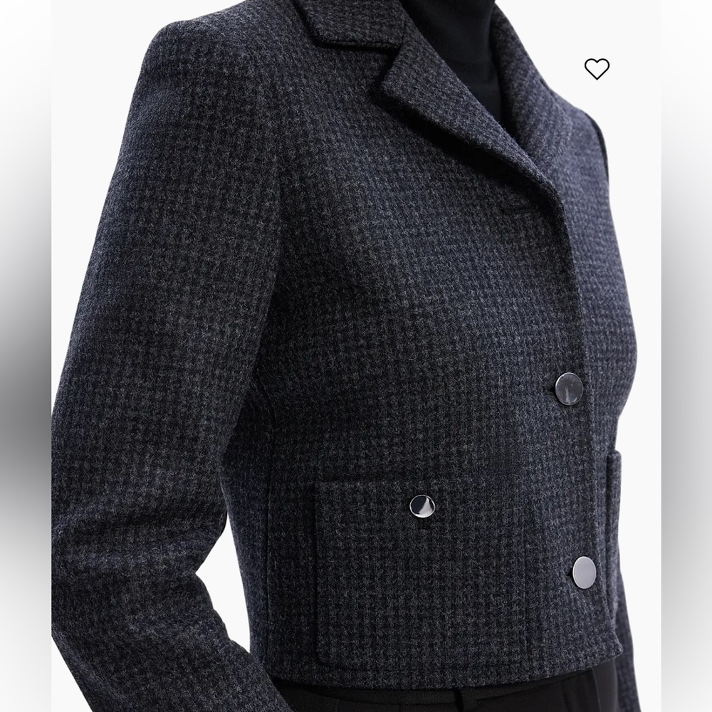 NWT Theory Charcoal Melange Wool-Blend Boxy Crop Jacket. Size 0 - Picture 5 of 17
